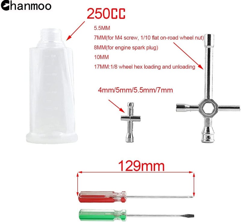 Chanmoo Nitro Starter Glow Plug Igniter 3600mAh with Charger Tools Fuel Bottle Combo for 1/8 1/10 RC Crawler Truck Car Nitro Engine Power Redcat HSP Traxxas T-maxx 3.3 80142A Axial Kyosho - Image 2